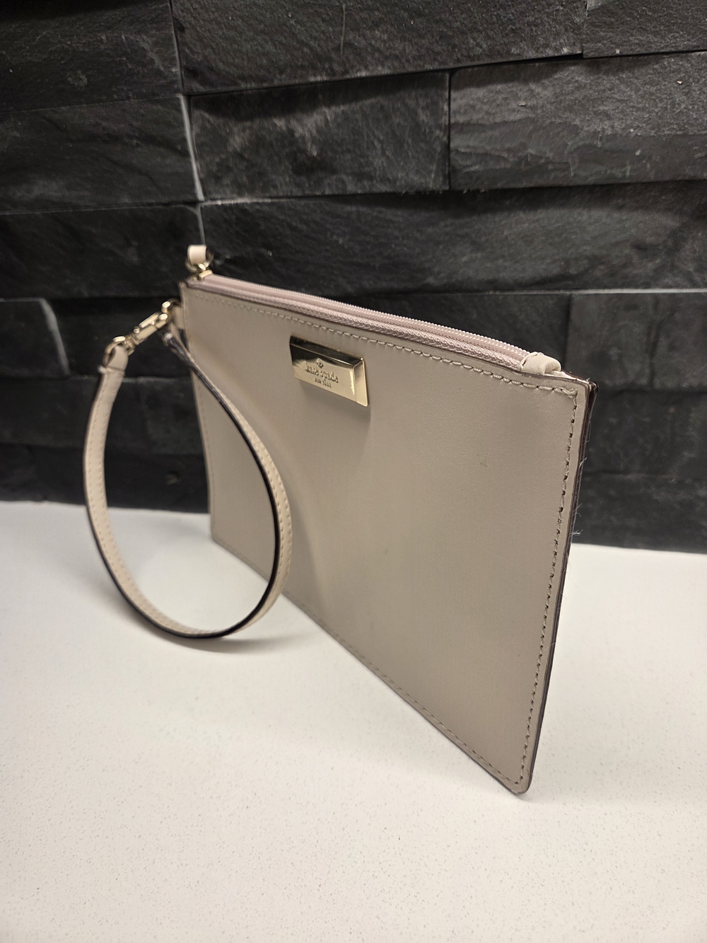 kate spade Blush Beige Leather Wristlet Clutch